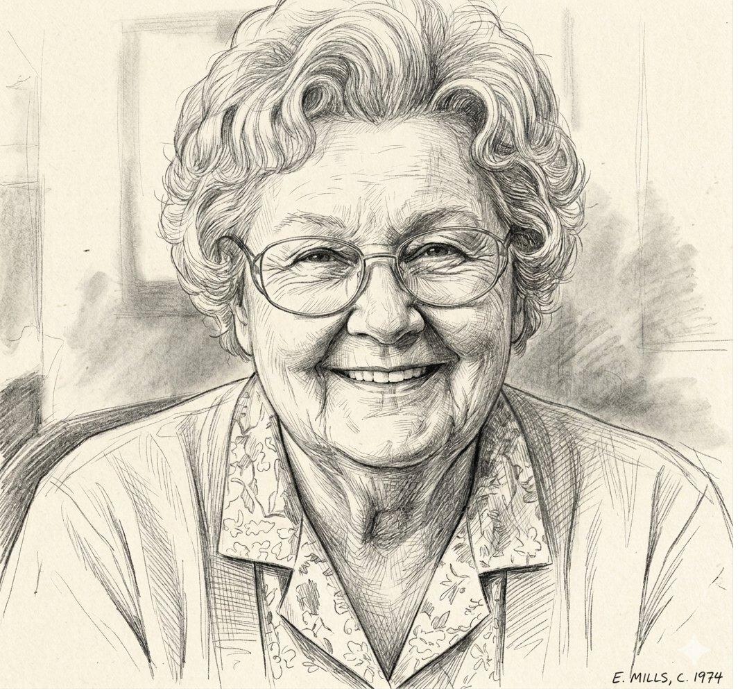 Phyllis at her desk